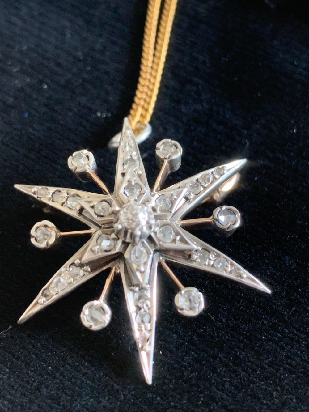 Antique Rose Cut 9ct Gold Diamond Star View V