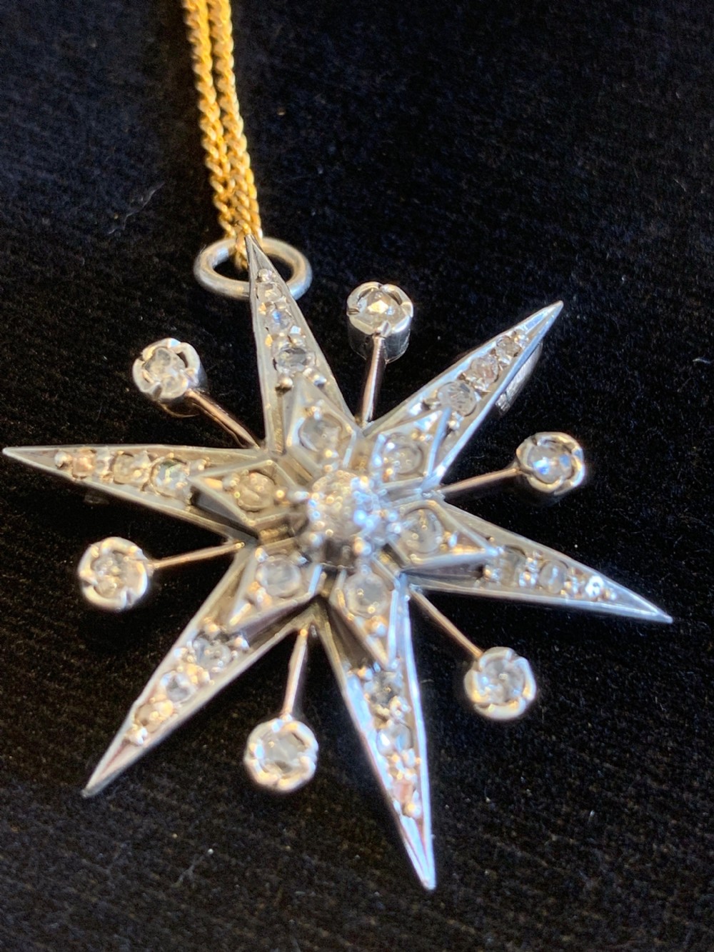 Antique Rose Cut 9ct Gold Diamond Star View VII