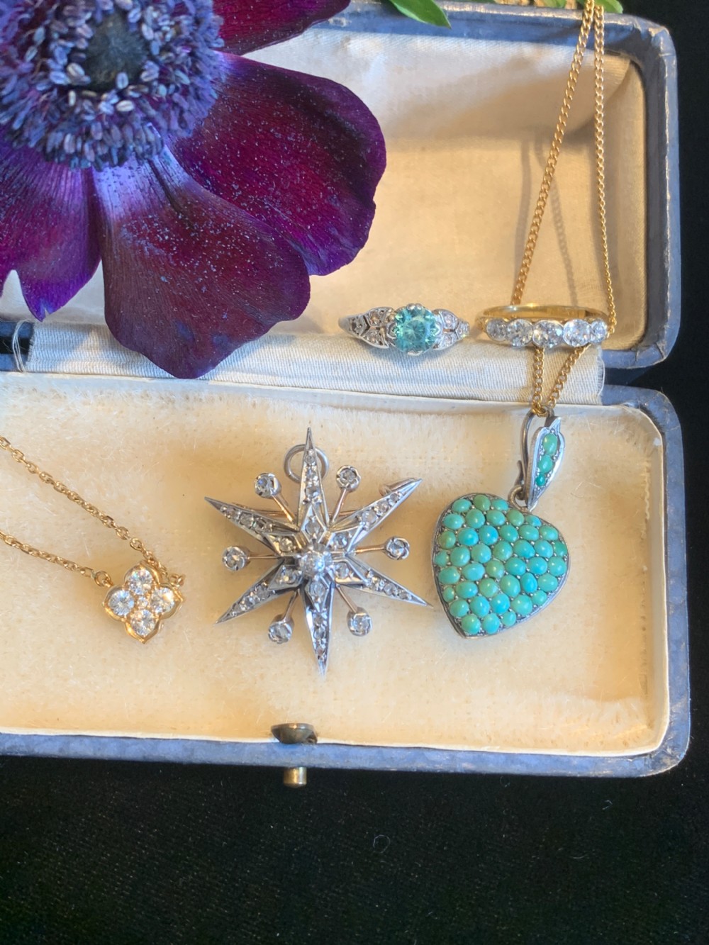 Antique Rose Cut 9ct Gold Diamond Star View XI