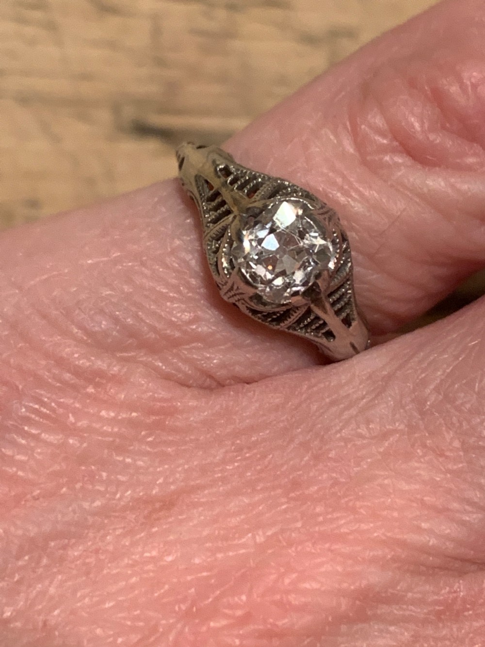 Art Deco Old Cut Diamond Ring View IV