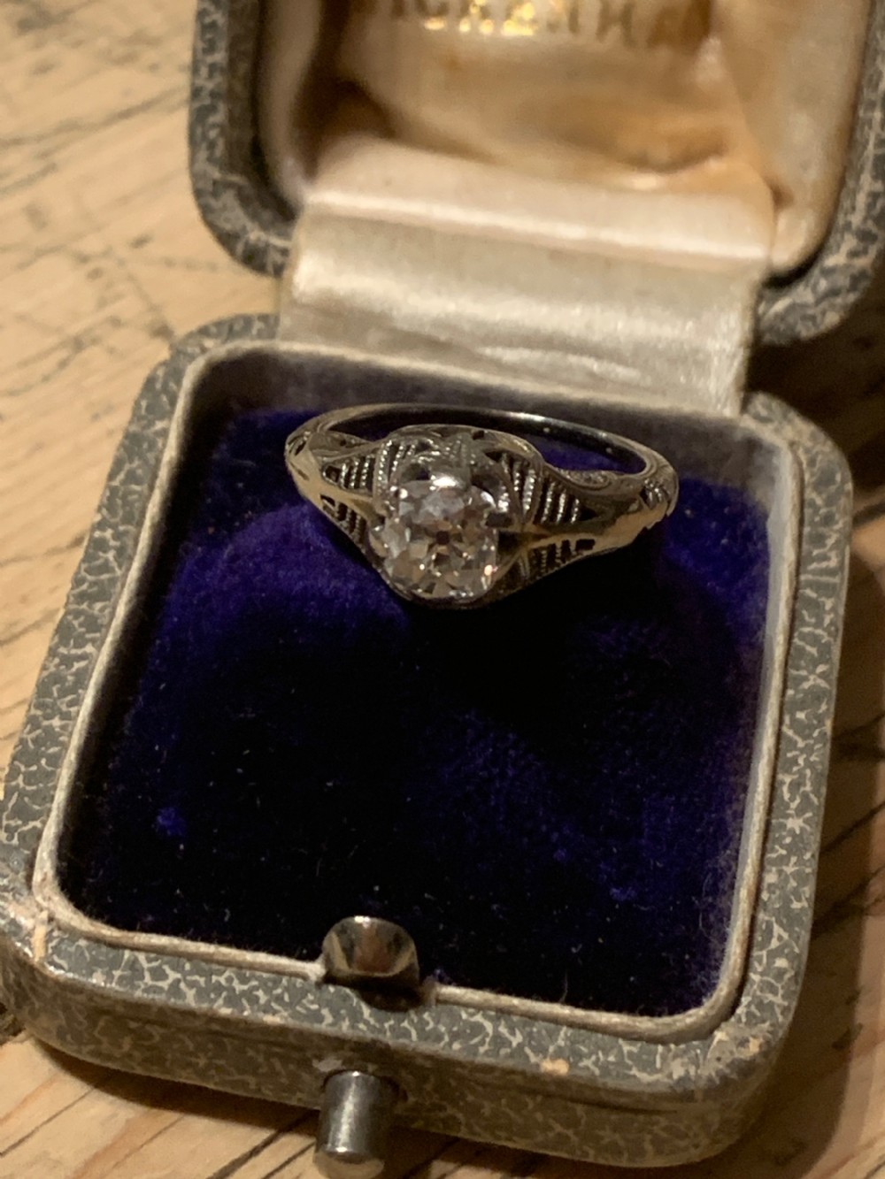 Art Deco Old Cut Diamond Ring View V