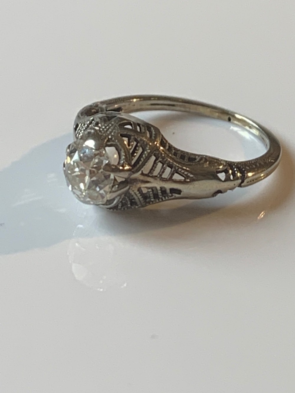 Art Deco Old Cut Diamond Ring View VII