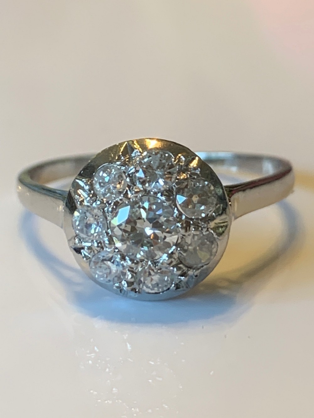 Platinum and Diamond 1930s French Diamond Ring
