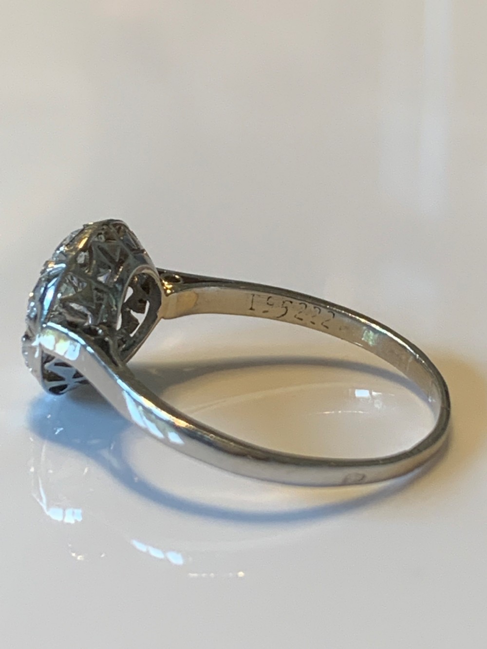 Platinum and Diamond 1930s French Diamond Ring View IV