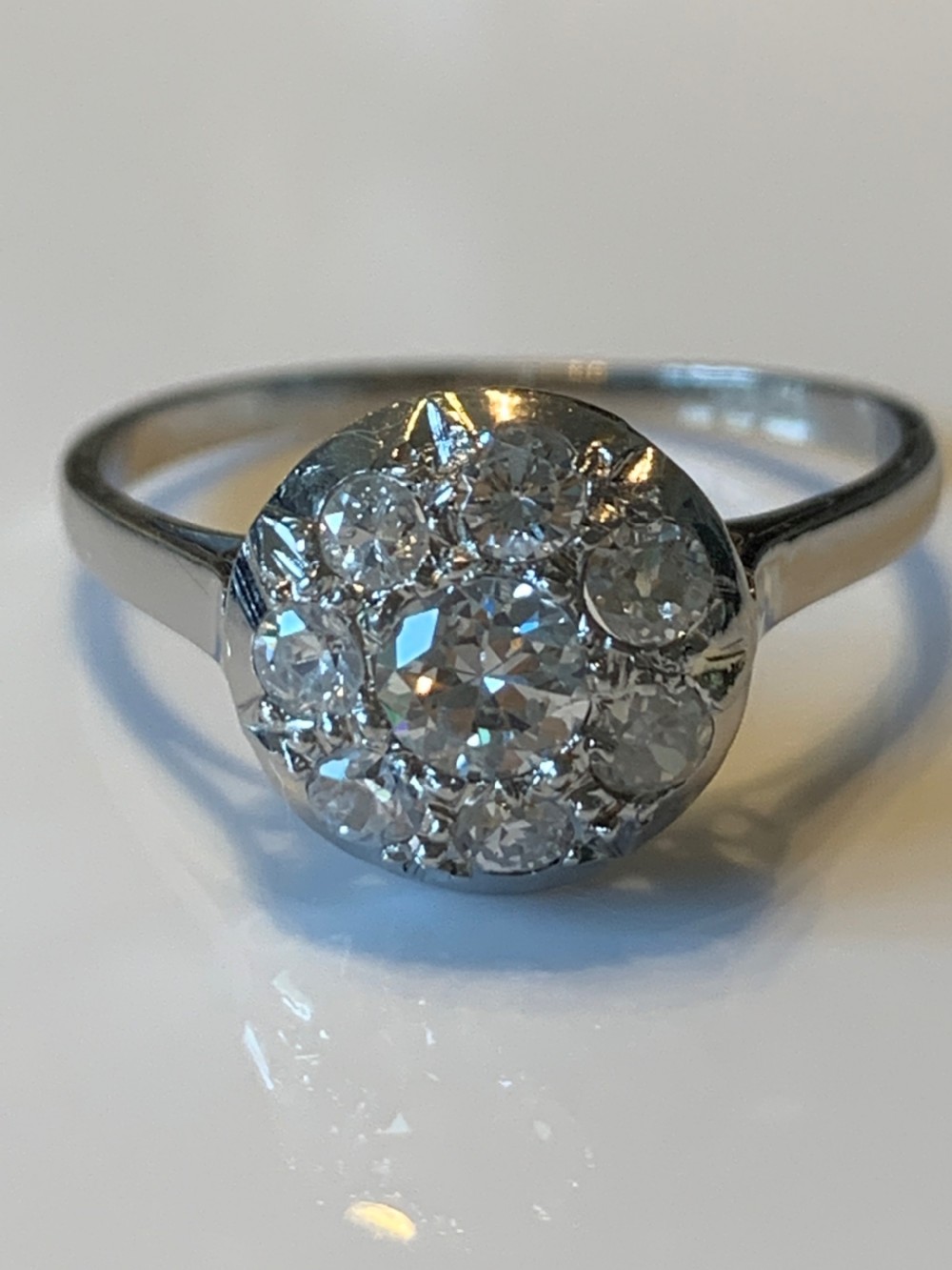 Platinum and Diamond 1930s French Diamond Ring View V
