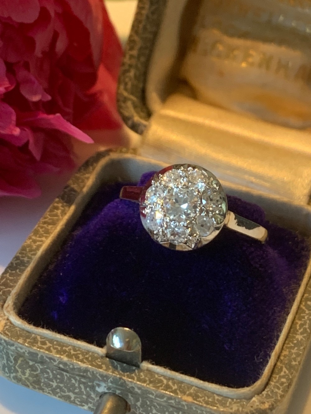 Platinum and Diamond 1930s French Diamond Ring View X
