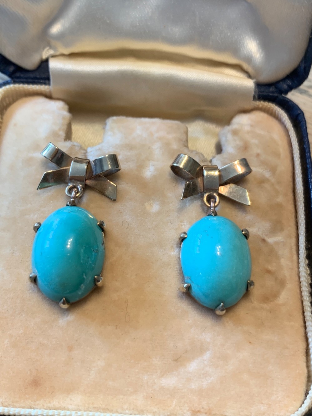 Turquoise 9ct Gold Vintage 1950s Earrings
