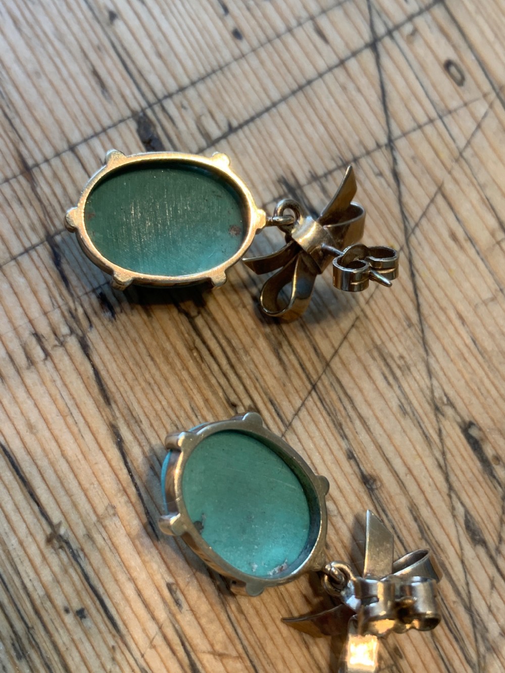 Turquoise 9ct Gold Vintage 1950s Earrings View VI