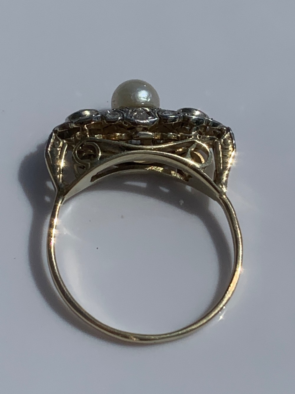Art Deco Diamond and Pearl Ring View II