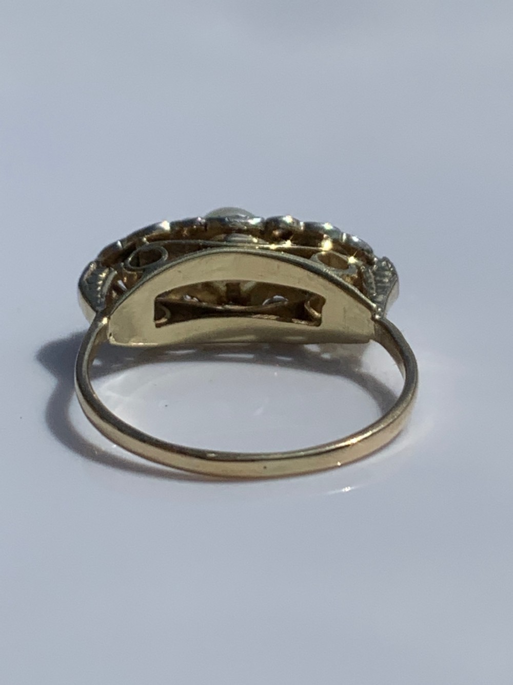 Art Deco Diamond and Pearl Ring View III