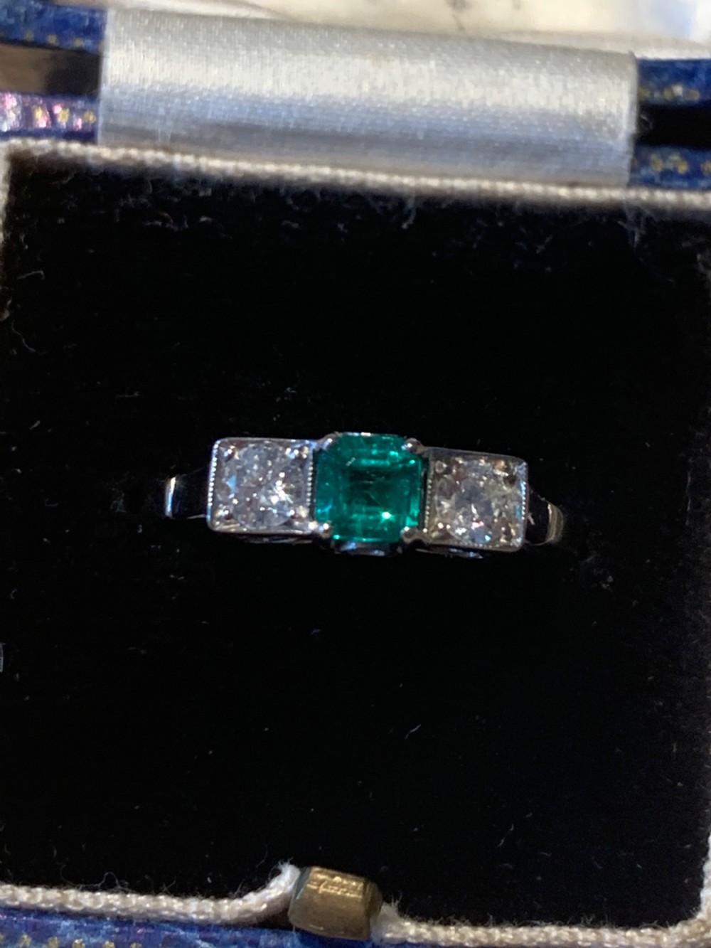Emerald and Diamond Platinum Ring