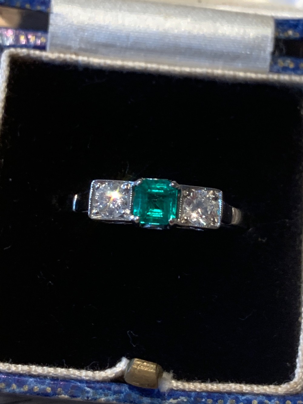Emerald and Diamond Platinum Ring View III