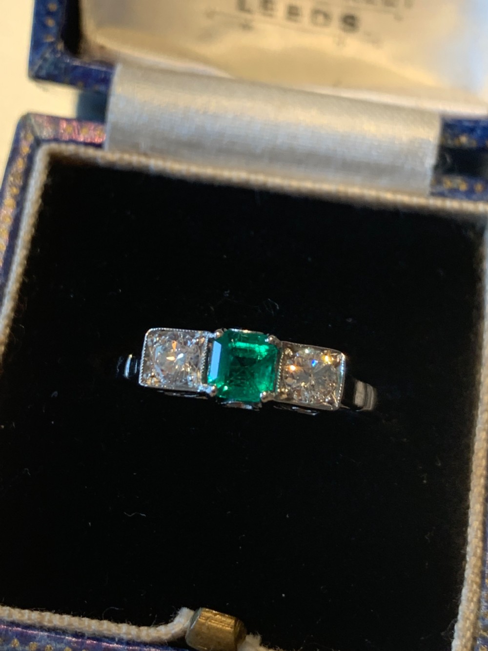 Emerald and Diamond Platinum Ring View VII