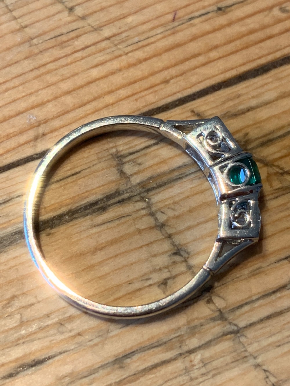 Emerald and Diamond Platinum Ring View VIII