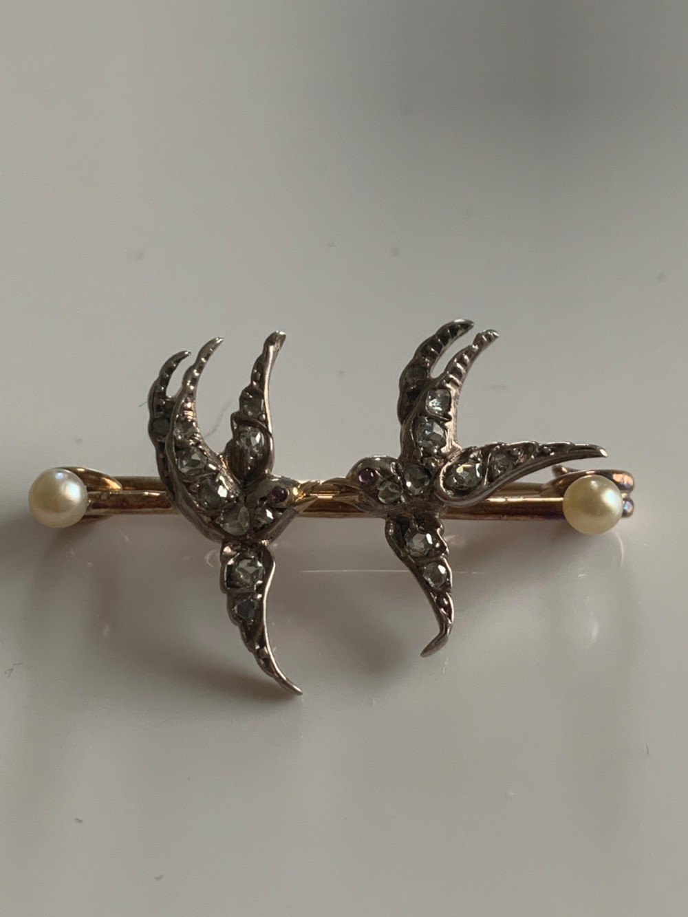 Diamond Antique Swallow Brooch