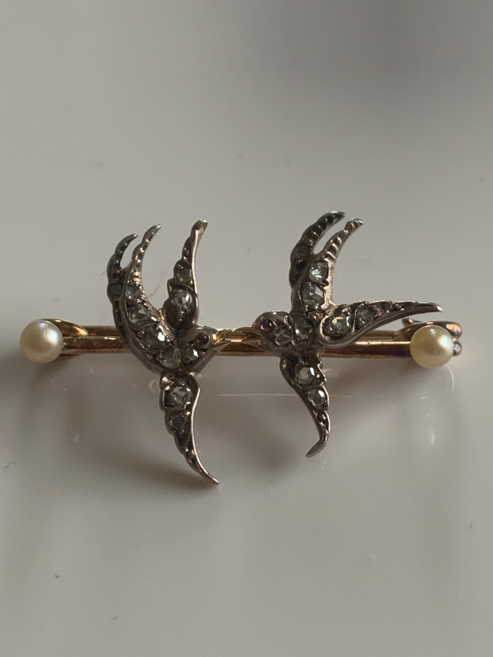 Diamond Antique Swallow Brooch View II