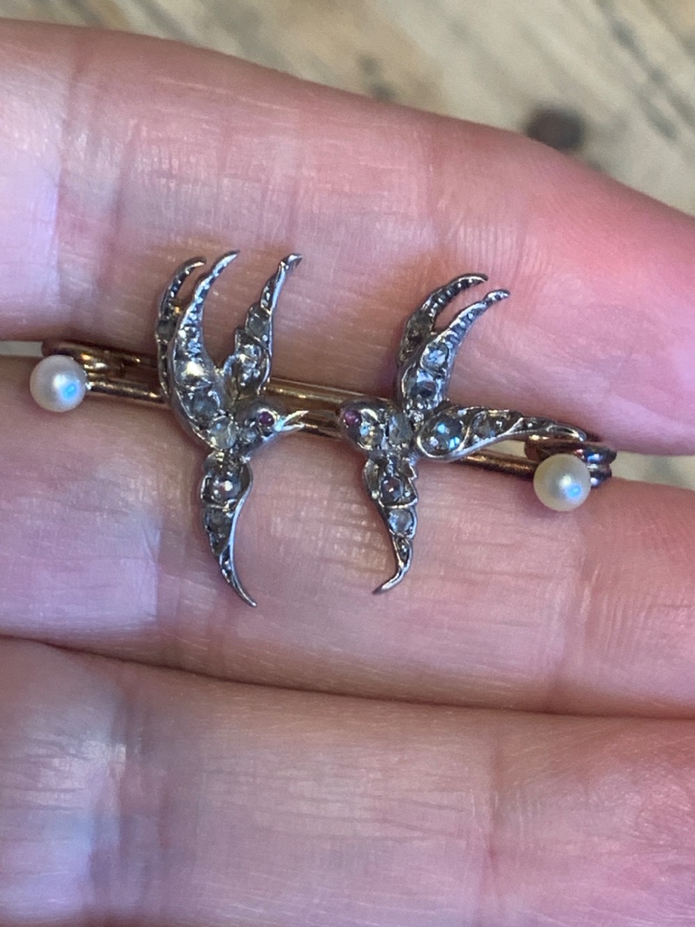 Diamond Antique Swallow Brooch View V
