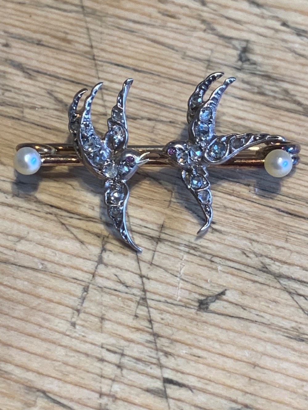 Diamond Antique Swallow Brooch View VI