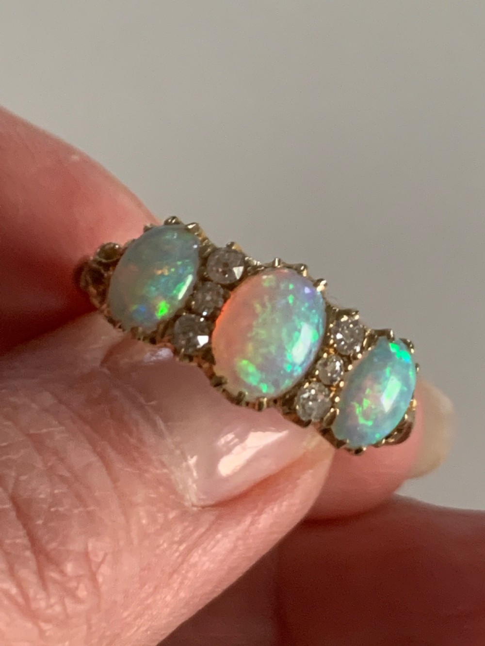 Antique Opal and Diamond Victorian Ring View VI