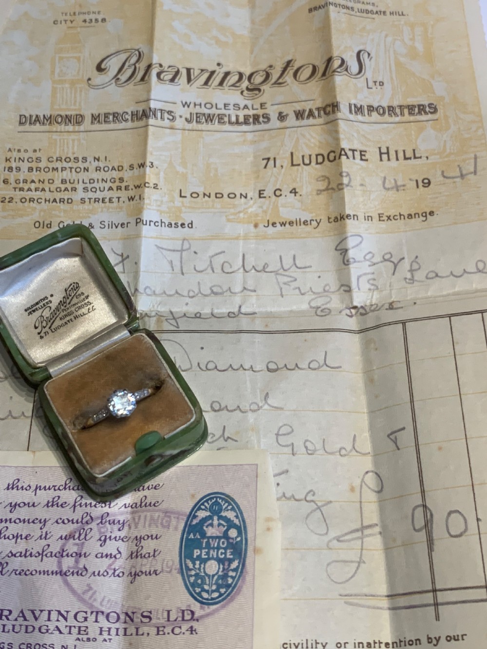 1.31ct Diamond 18ct 1940s Engagement Ring  View II