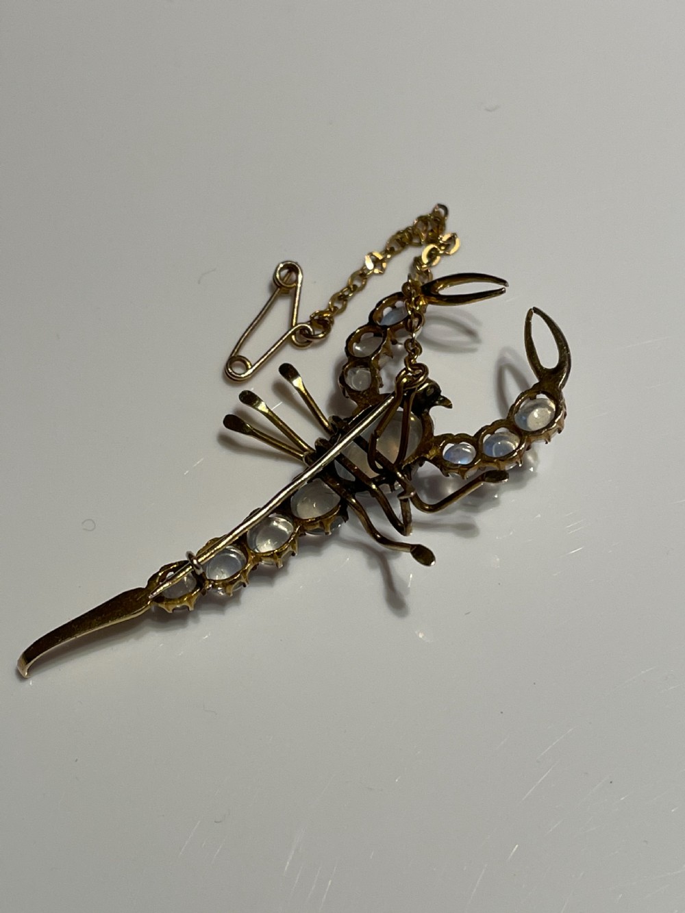 Moonstone Scorpion 9ct Gold Edwardian Brooch  View II