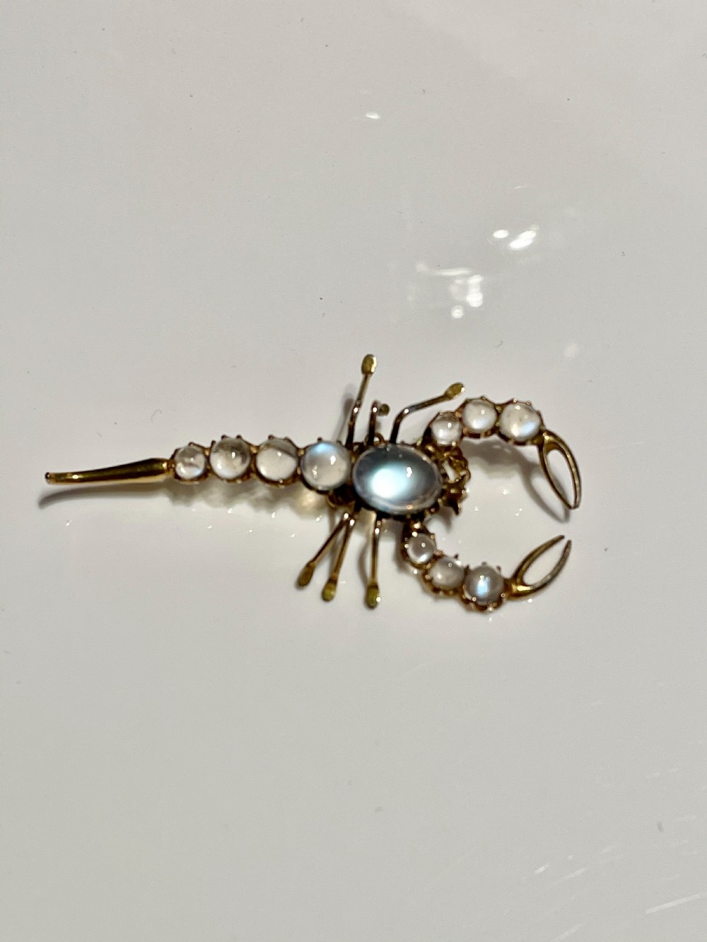 Moonstone Scorpion 9ct Gold Edwardian Brooch  View IV