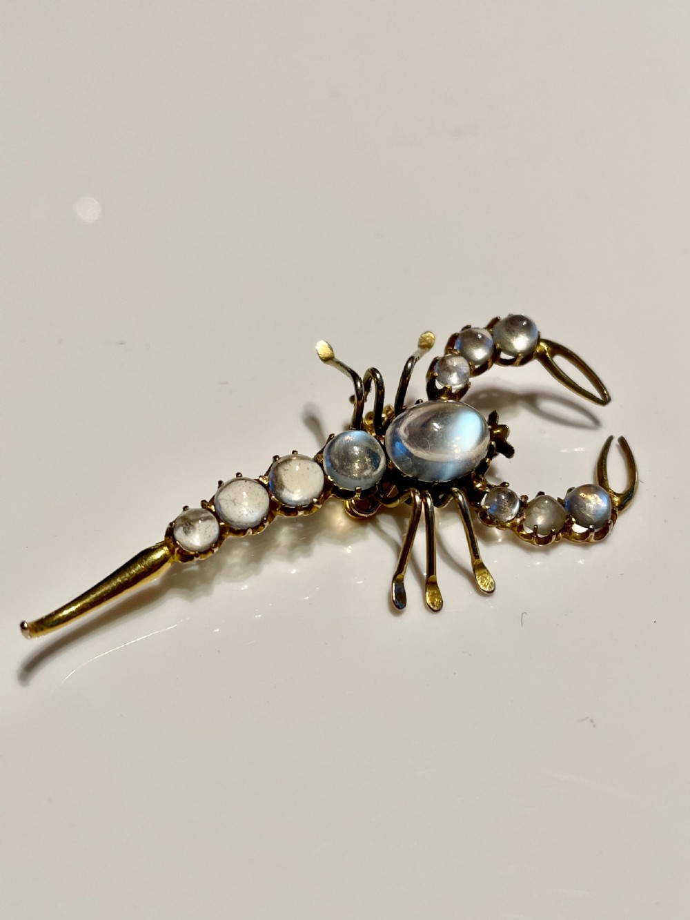 Moonstone Scorpion 9ct Gold Edwardian Brooch  View VI