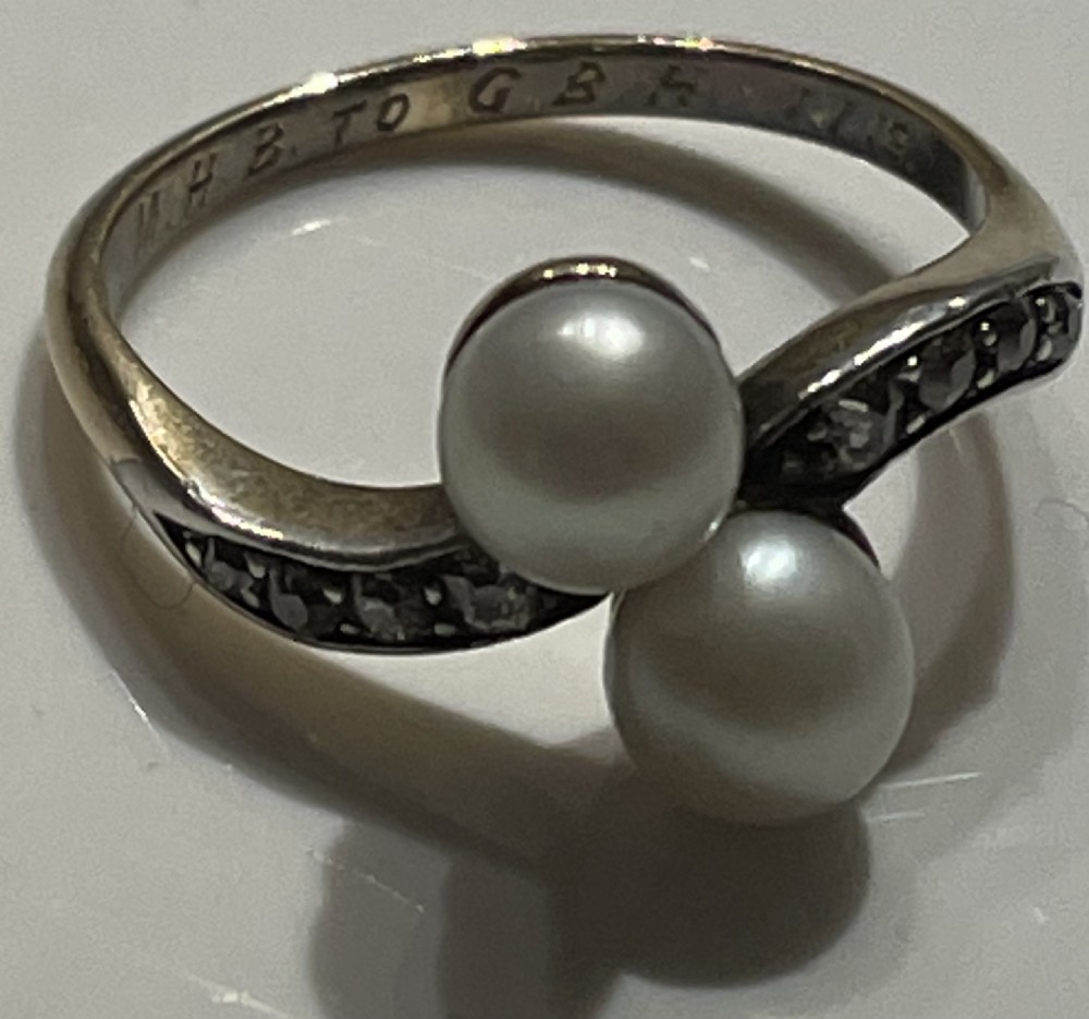 Early 20th Century Pearl and Diamond Ring View V