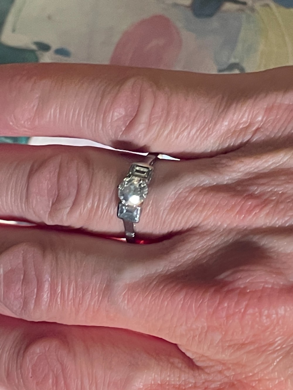 Art Deco Platinum Diamond Engagement Ring View II