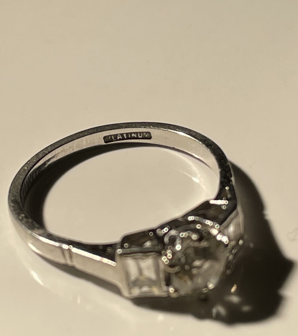 Art Deco Platinum Diamond Engagement Ring View IV