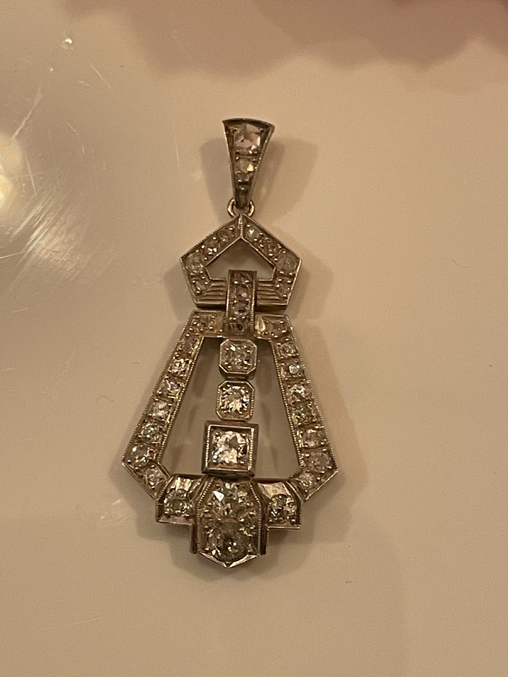 Art Deco Diamond Pendant  View IV
