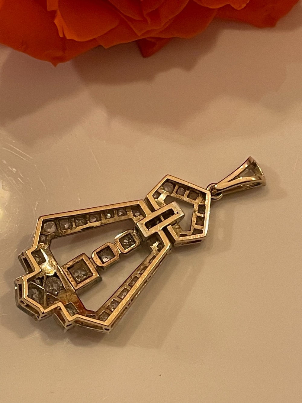 Art Deco Diamond Pendant  View VI