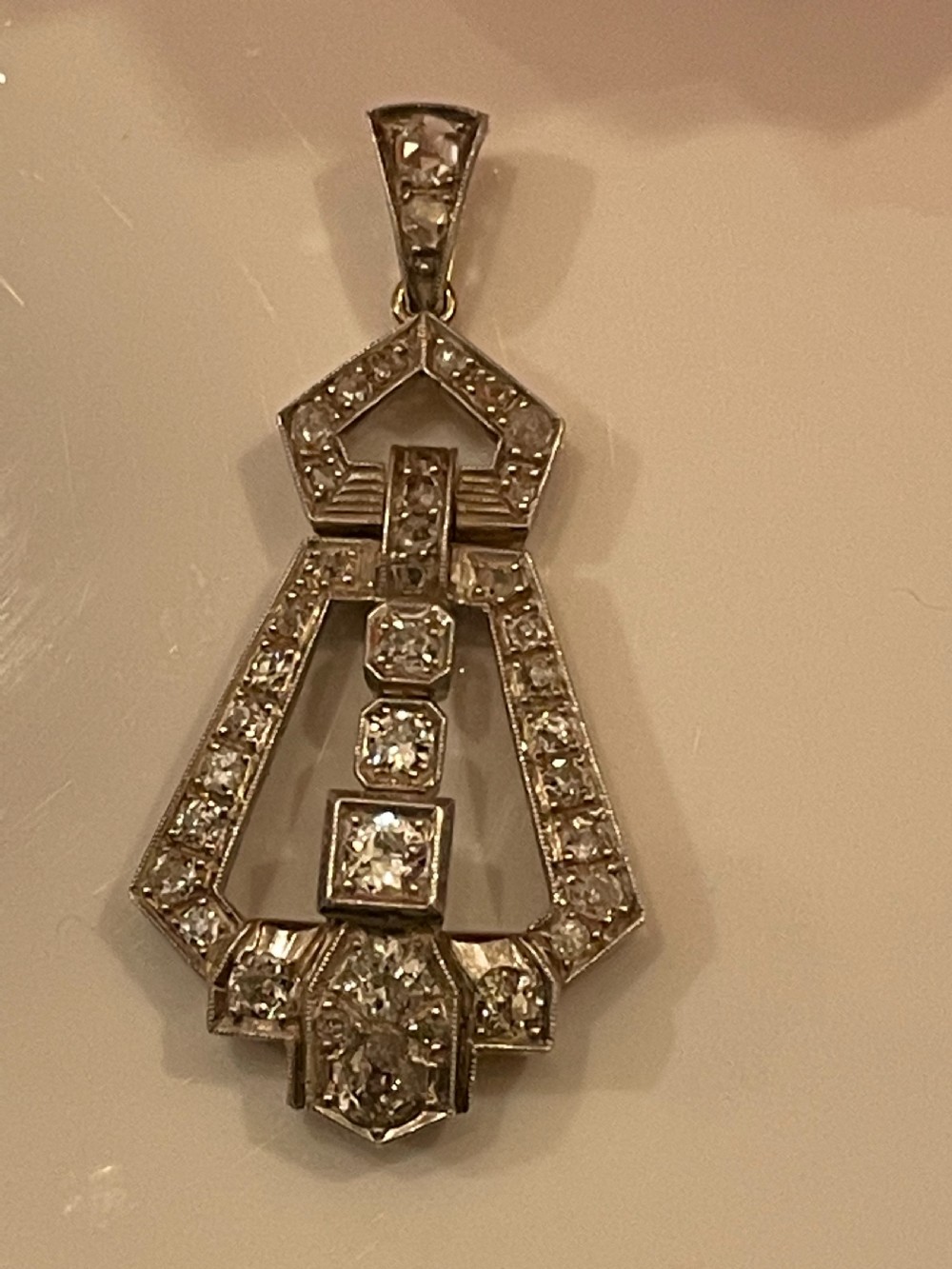 Art Deco Diamond Pendant  View VII