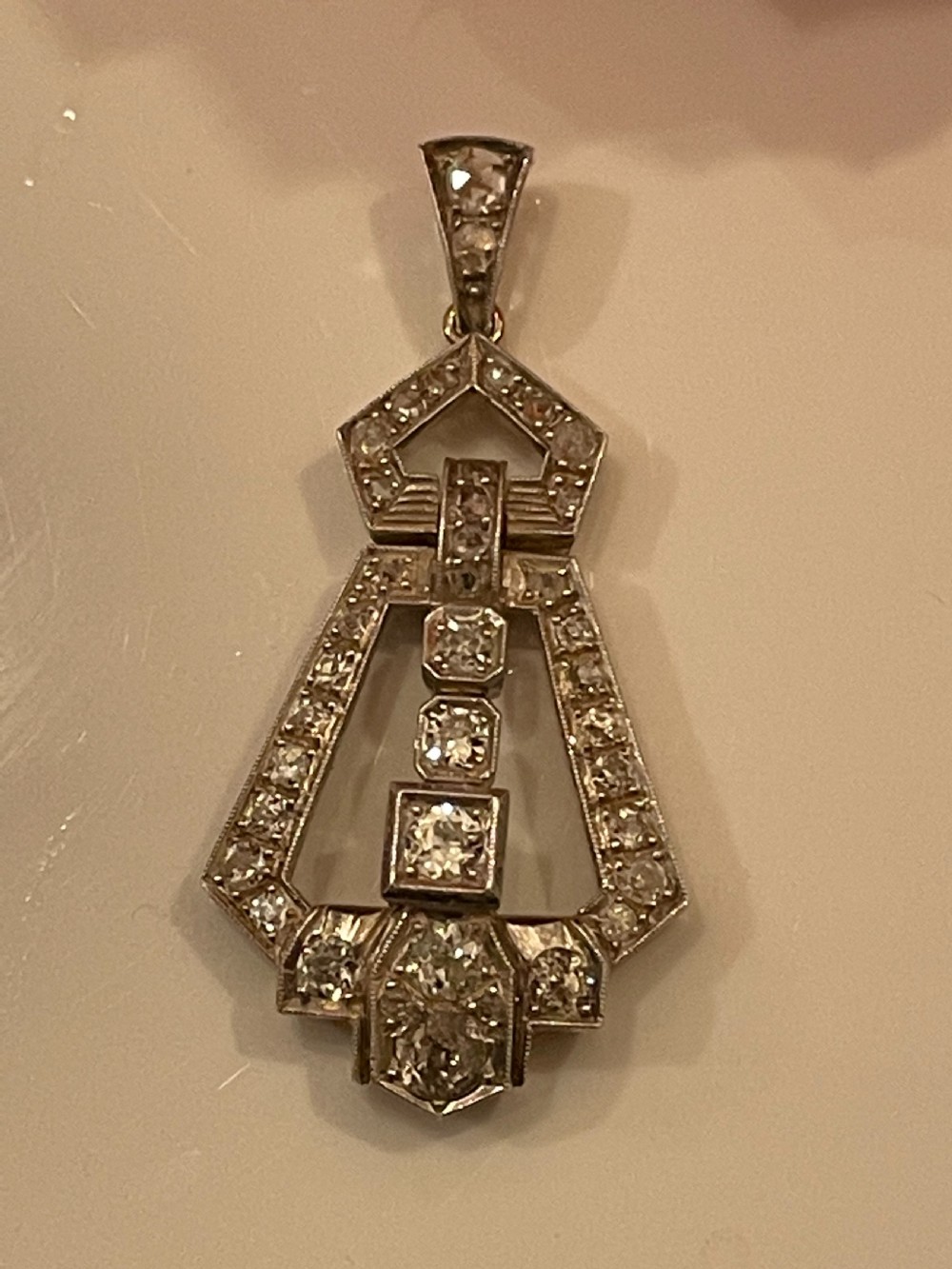 Art Deco Diamond Pendant  View VIII
