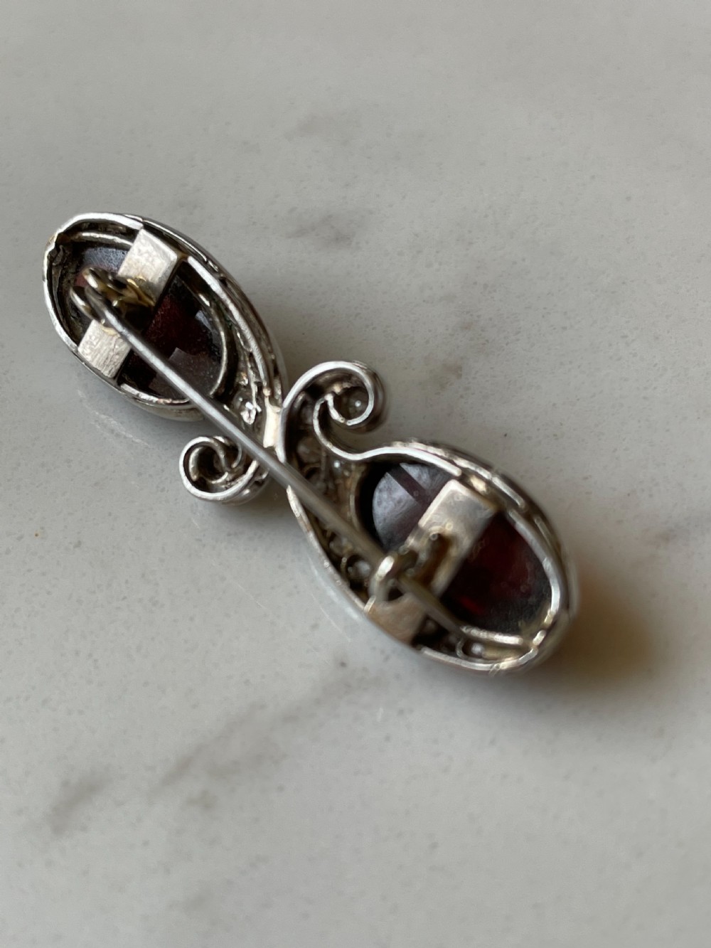 Antique Garnet And Diamond Brooch View V