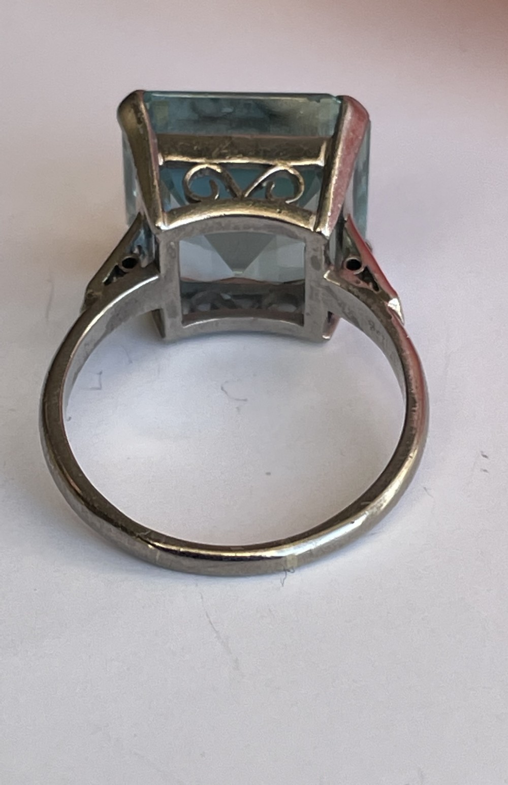 Art Deco Large Aquamarine and Diamond Ring View IV