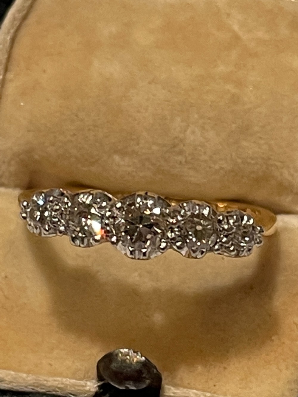 Old European Cut Early 20th Century Five Stone Diamond Ring View II