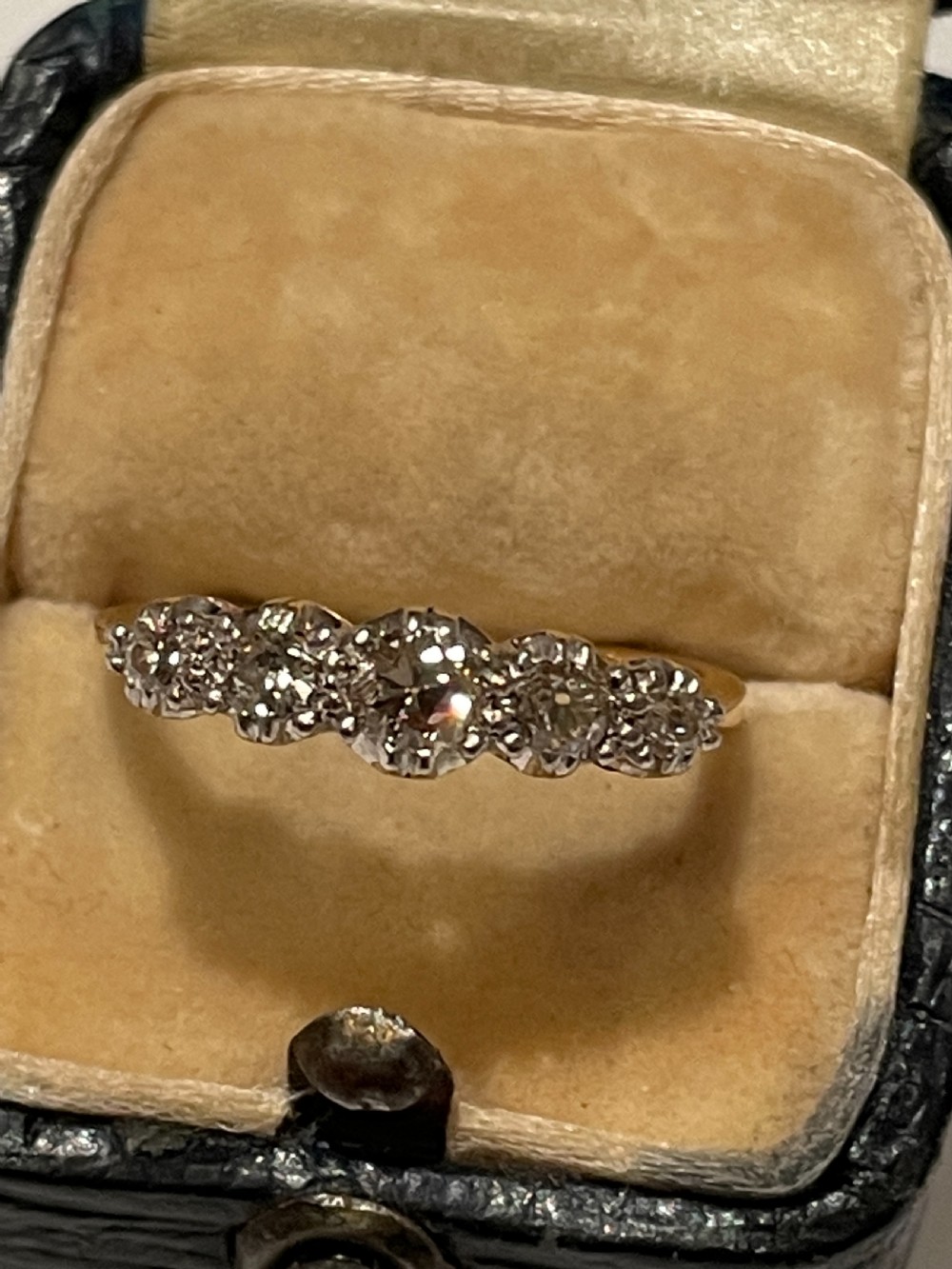 Old European Cut Early 20th Century Five Stone Diamond Ring View III
