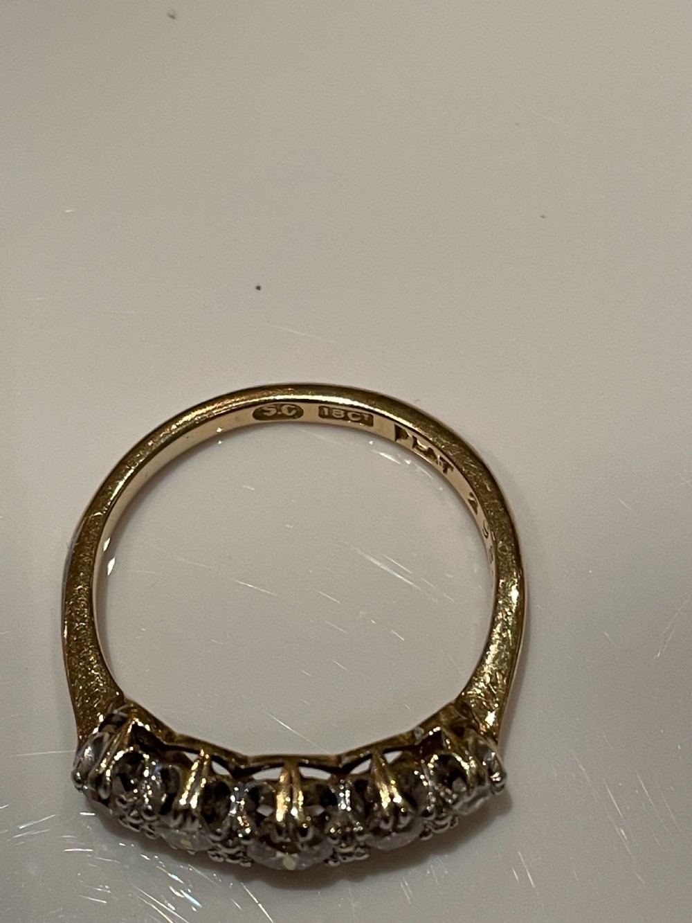 Old European Cut Early 20th Century Five Stone Diamond Ring View IV