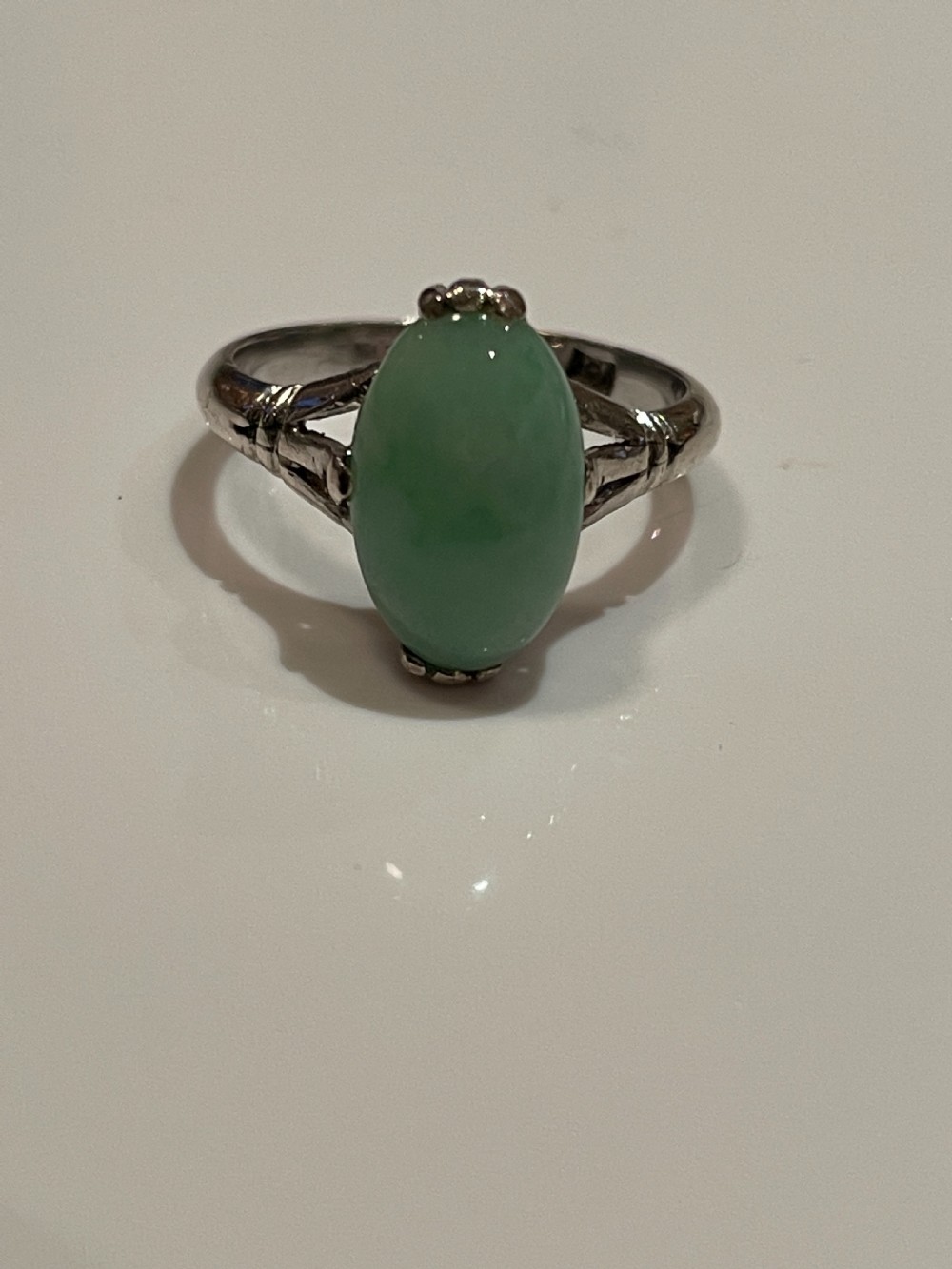 An Antique Natural Jadeite Art Deco Ring View II
