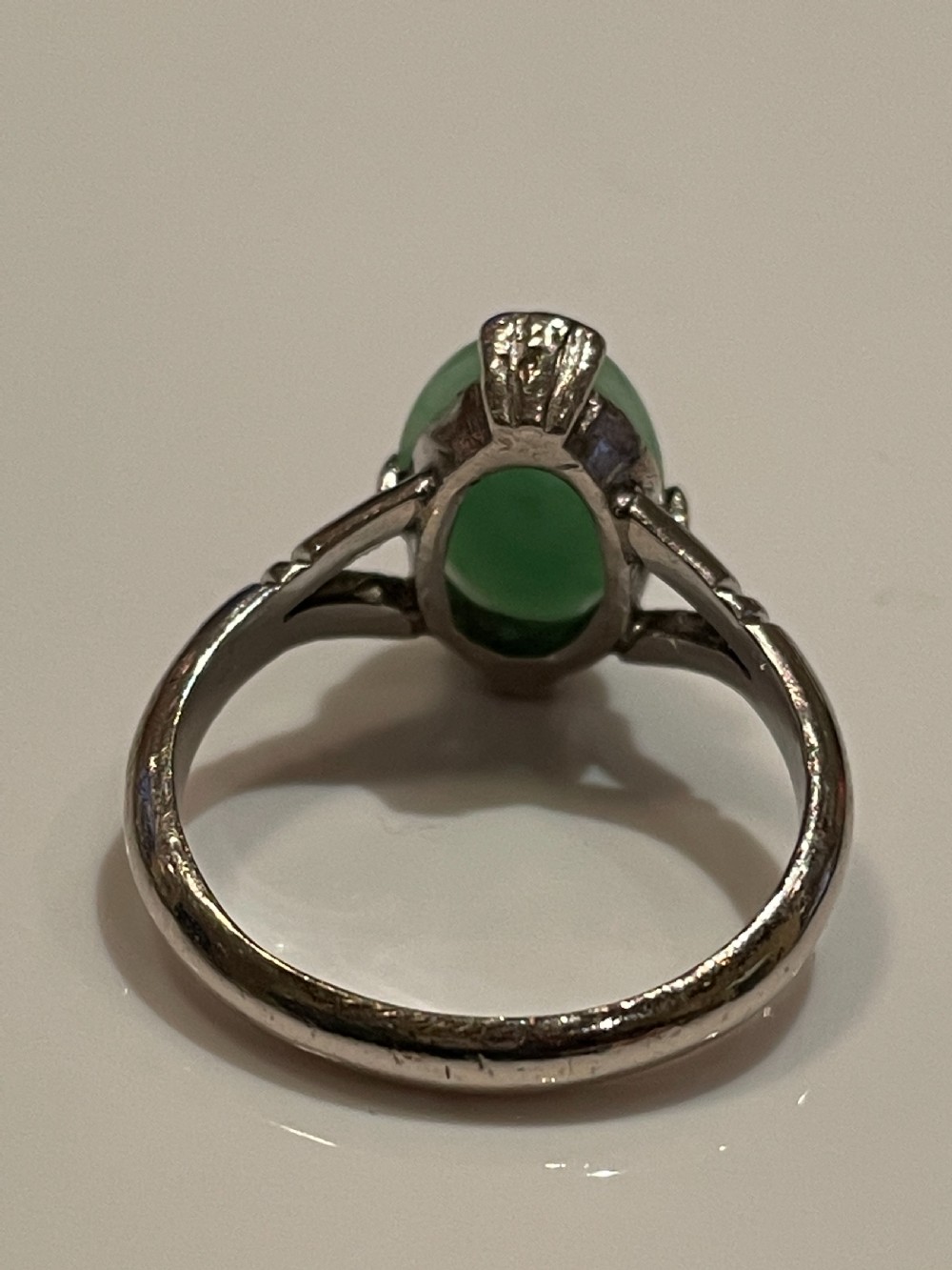 An Antique Natural Jadeite Art Deco Ring View III