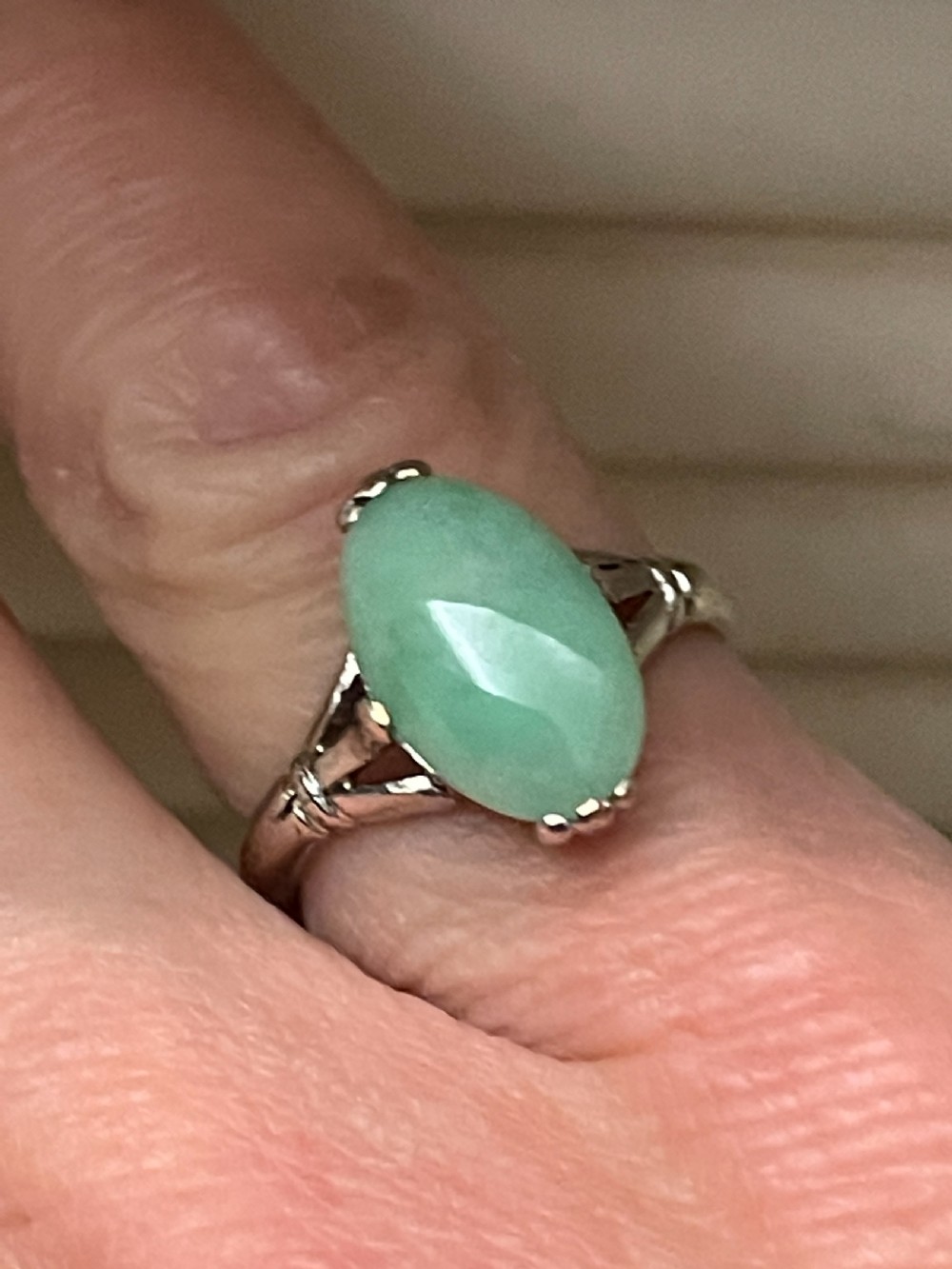 An Antique Natural Jadeite Art Deco Ring View IV