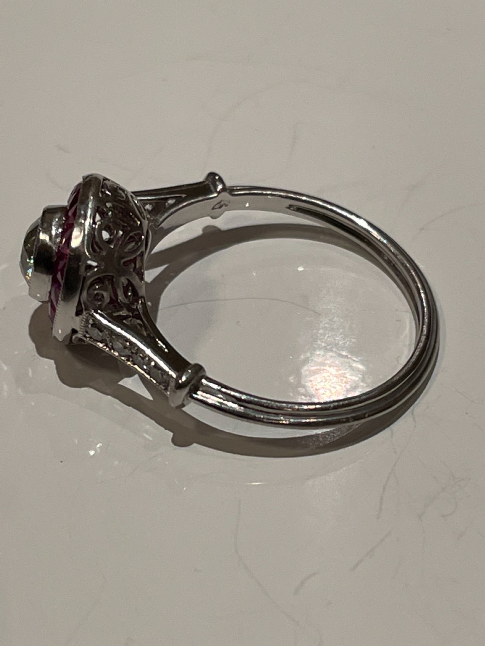 An Old Cut and Calibre-Cut Art Deco French Ring View IV