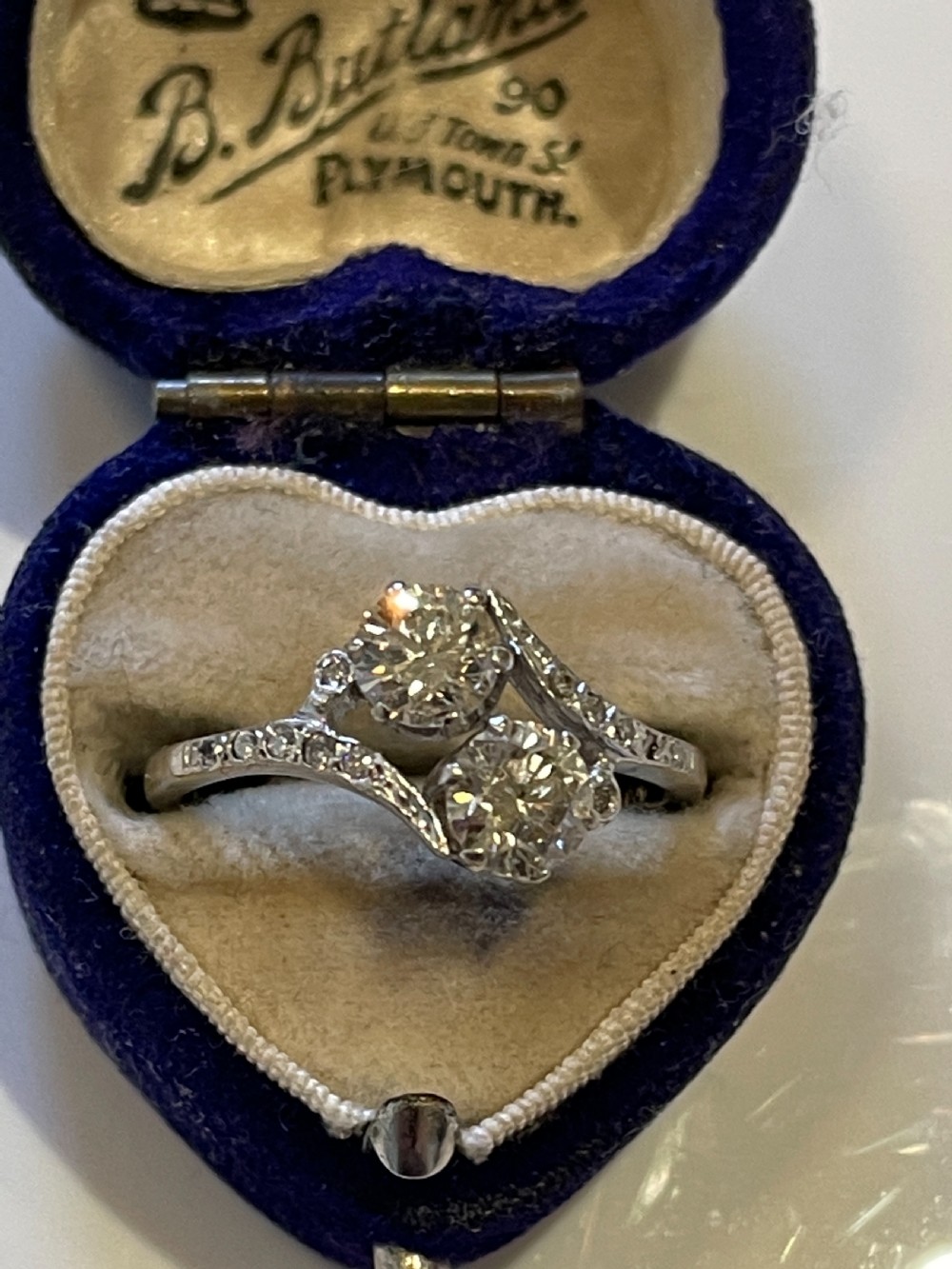 Art Deco Platinum Moi et Toi Engagement Style Ring