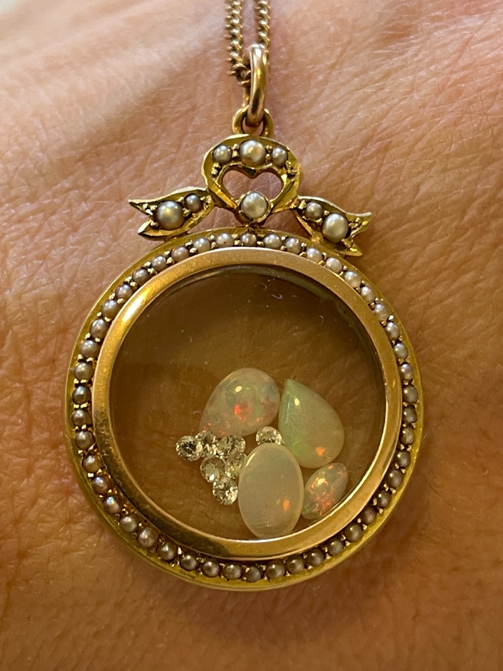 Diamond and Opal 9ct Gold Edwardian Shaker Locket View II