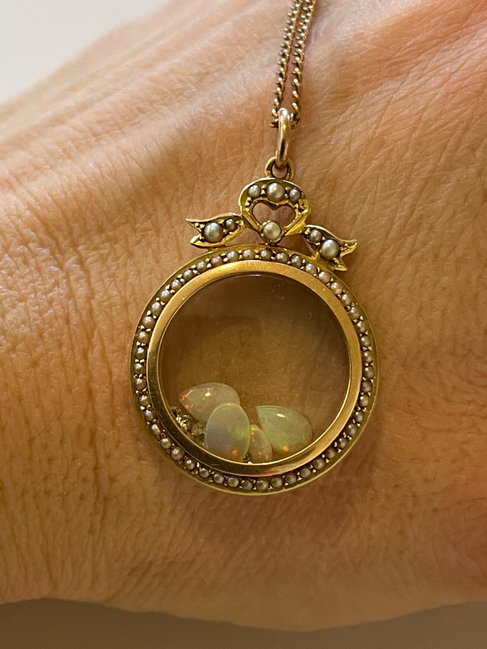 Diamond and Opal 9ct Gold Edwardian Shaker Locket View III