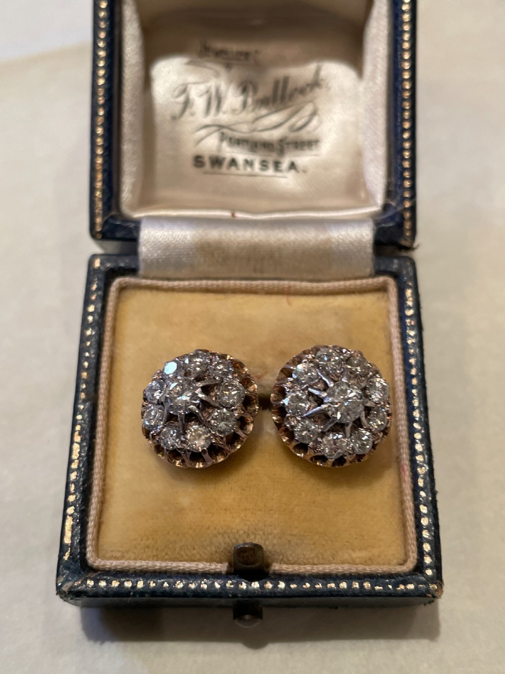 1930s Diamond Cluster 18ct Gold Earrings View IV