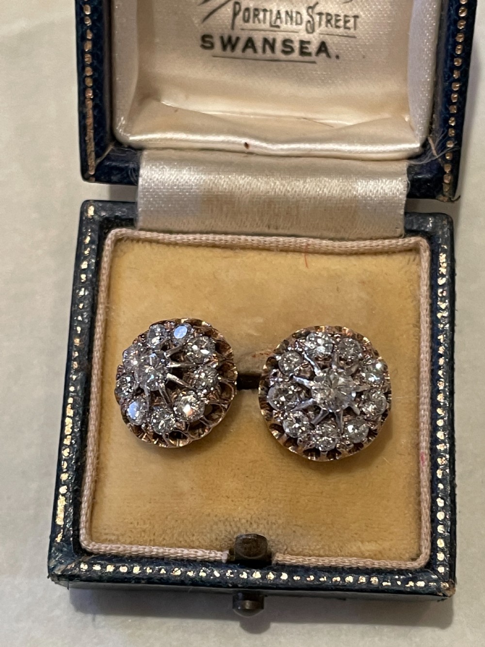 1930s Diamond Cluster 18ct Gold Earrings View VI