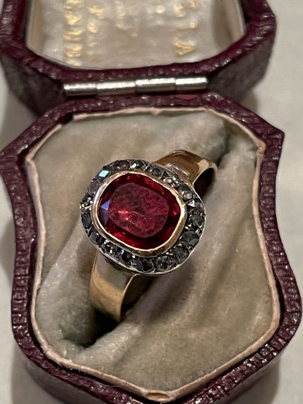 Georgian Rose Cut Diamond and Garnet Ring 18ct 