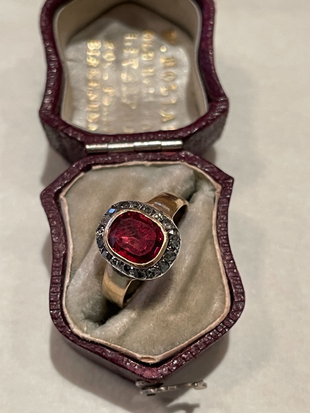 Georgian Rose Cut Diamond and Garnet Ring 18ct  View II